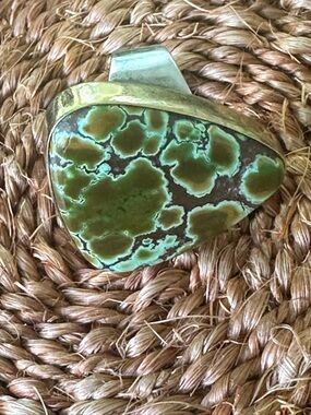 Green Turquoise Statement Ring for Women - Silver-tone Setting